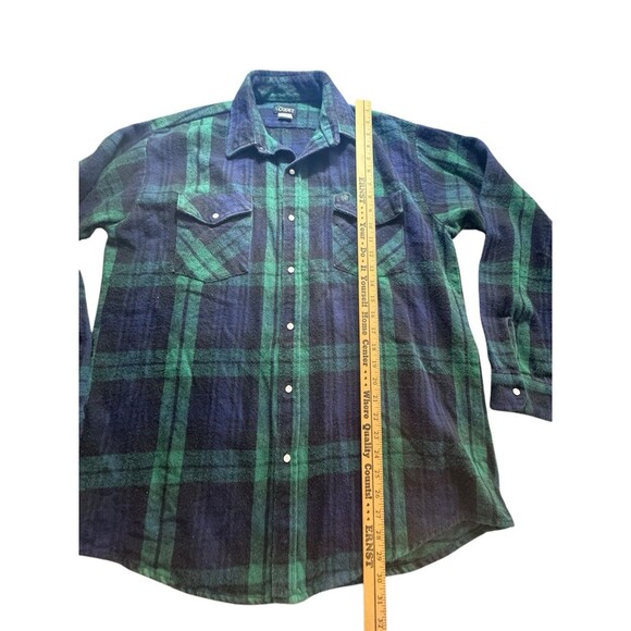 Vintage Codet Shirt Mens Large Tall Green Flannel Plaid Made in Canada Workwear - Picture 8 of 12